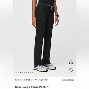 FIGS Women’s Kade Kargo Scrub Pants, Black, Petite XXS